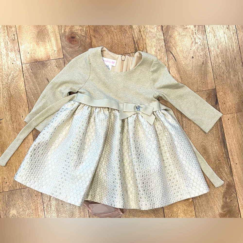 Bonnie Jean Christmas Gold Dress 12 months